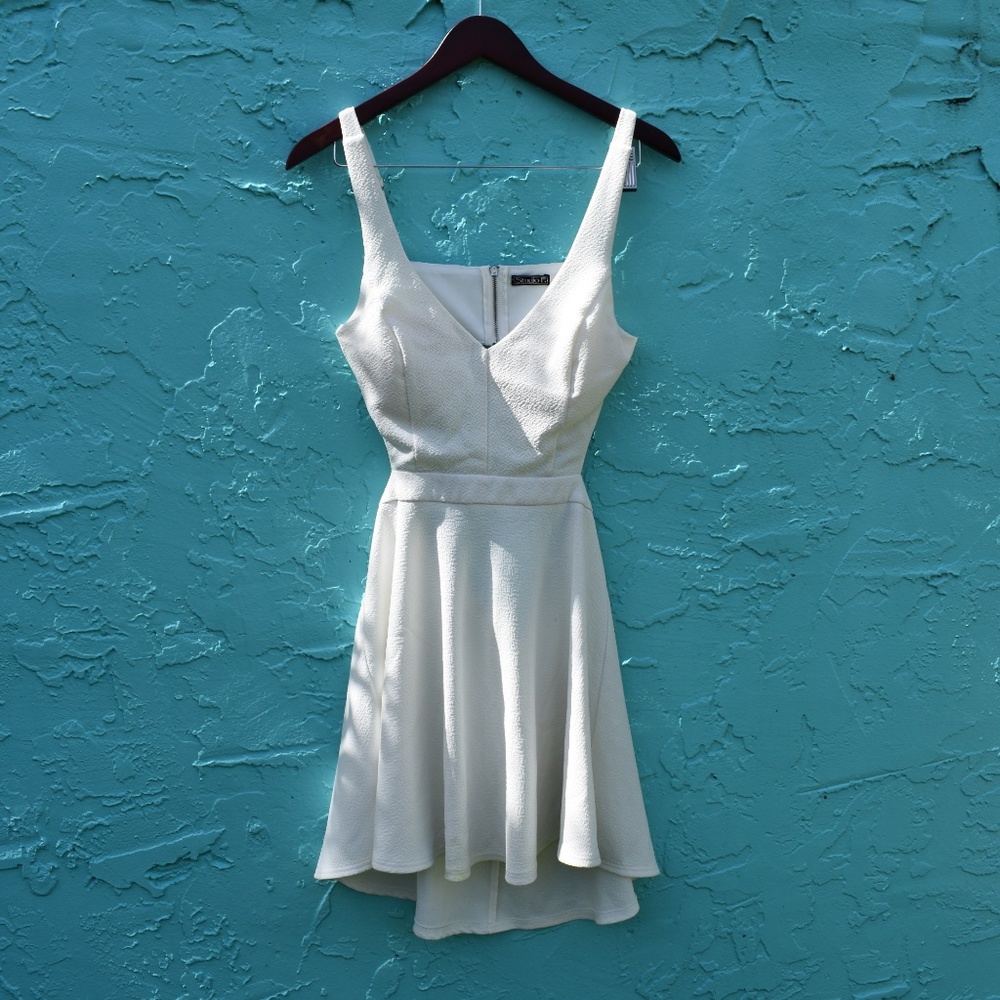 White cocktail dress, very elegant